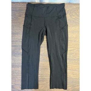 Lululemon Fast And Free Crop II Nulux 19 Inch Size 6 Leggings Black